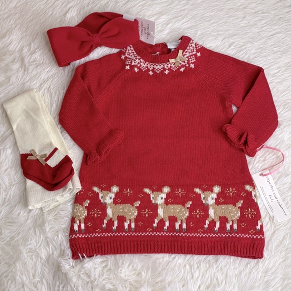 cupcakes & cashmere Other - NWT Cupcakes and Cashmere Baby Girls Holiday Sweater Dress